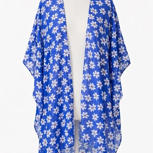 NWT 🌊 One-Size Blue Floral Cover-Up - Picture 2 of 3